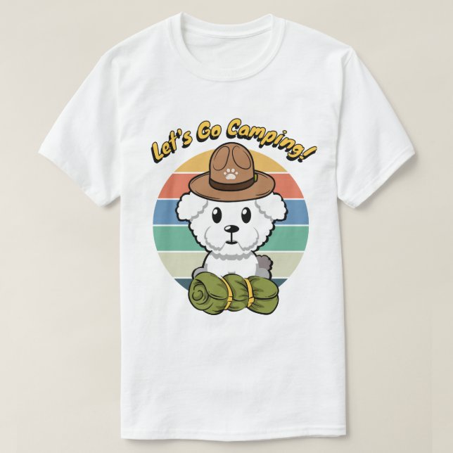 Der sonnige Flusshund will Camping zu gehen T-Shirt (Design vorne)