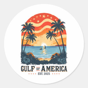 Der sonnige Golf von Amerika am Golf von Vintagen Runder Aufkleber