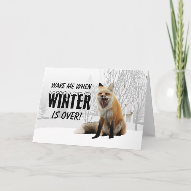 Der sonnige Waldfuchs ist ermüdet von Winterkälte  Karte (Vorderseite)