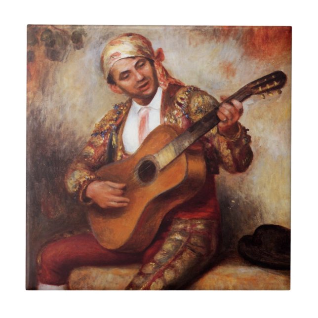Der spanische Gitarrist (von Pierre-August Renoir) Fliese (Vorderseite)