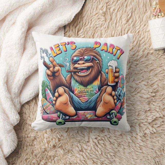 Der Spaß liebende Gorilla feiert auf einem Skatebo Kissen (Decke)