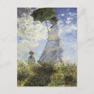 Der Spaziergang, Dame mit Sonnenschirm Postkarte