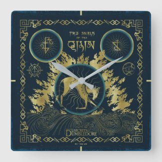 Der Spaziergang durch das goldene Qilin-Wasserband Quadratische Wanduhr