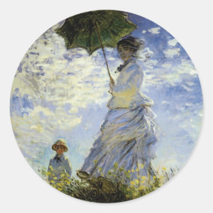 Der Spaziergang, Lady mit Sonnenschirm Runder Aufkleber