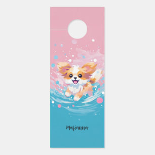 Der spielerische Papillon Pup: Splash of Pink and Türanhänger