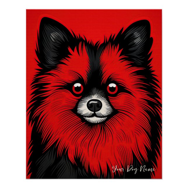 Der Spitz Hund, rot und schwarz 004 - Ulises Dal Poster (Vorderseite)