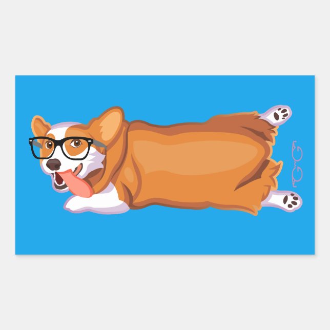 Der Sploot von Corgi Rechteckiger Aufkleber (Vorderseite)