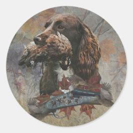 Der Sprocker Spanier, Gun Dog Art Runder Aufkleber