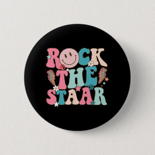 Der Staar Test Day Retro Groovy Teacher St. Button