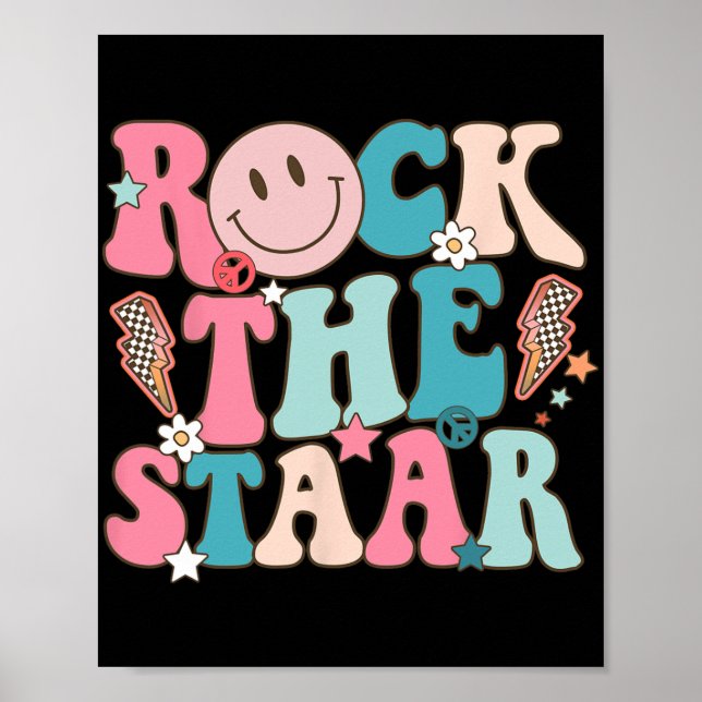 Der Staar Test Day Retro Groovy Teacher St. Poster (Vorne)