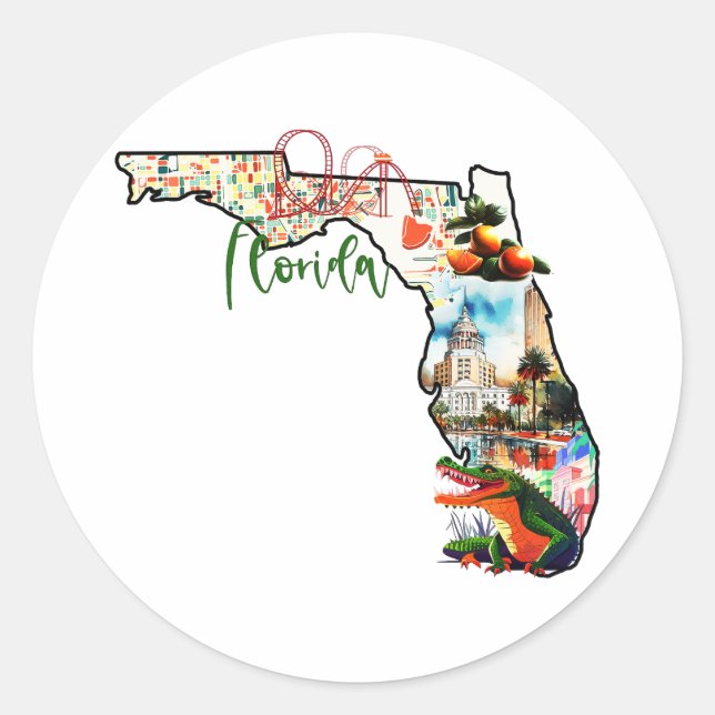 Der Staat von Florida Runder Aufkleber (Vorderseite)