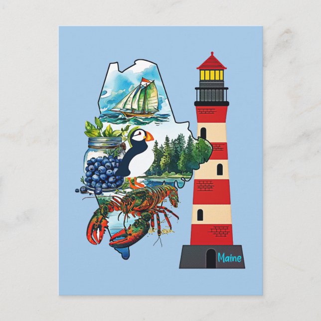 Der Staat von Maine Postkarte (Vorderseite)