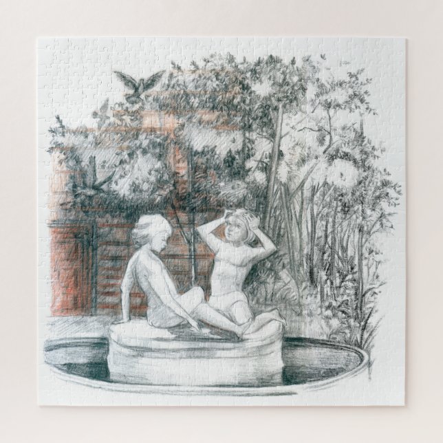 der Stadtbrunnen mit Figuren für Mädchen (Vertikal)