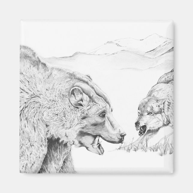 Der Stand Off - Wolf & Bären Magnet (Vorne)