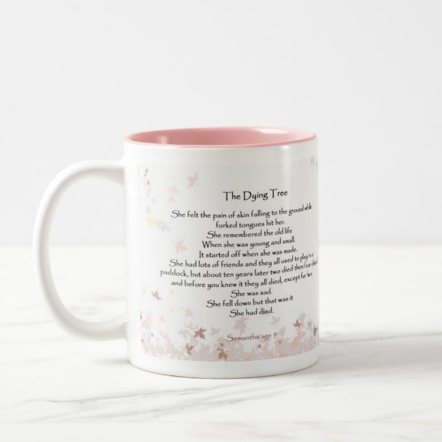 Der sterbende Baum Zweifarbige Tasse (Links)