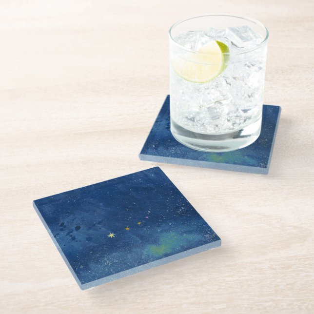 Der Sternenhimmel Glasuntersetzer (Schrägansicht)