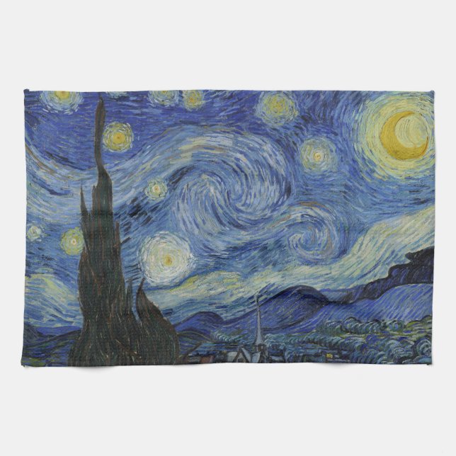 Der Sternenhimmel, Ölgemälde, Vincent Van Gogh Geschirrtuch (Horizontal)
