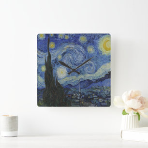 Der Sternenhimmel von Van Gogh Quadratische Wanduhr