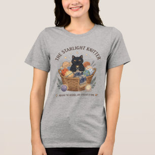 Der Sternenlicht-Stricker Planet-Garnkorb Katze Tri-Blend Shirt