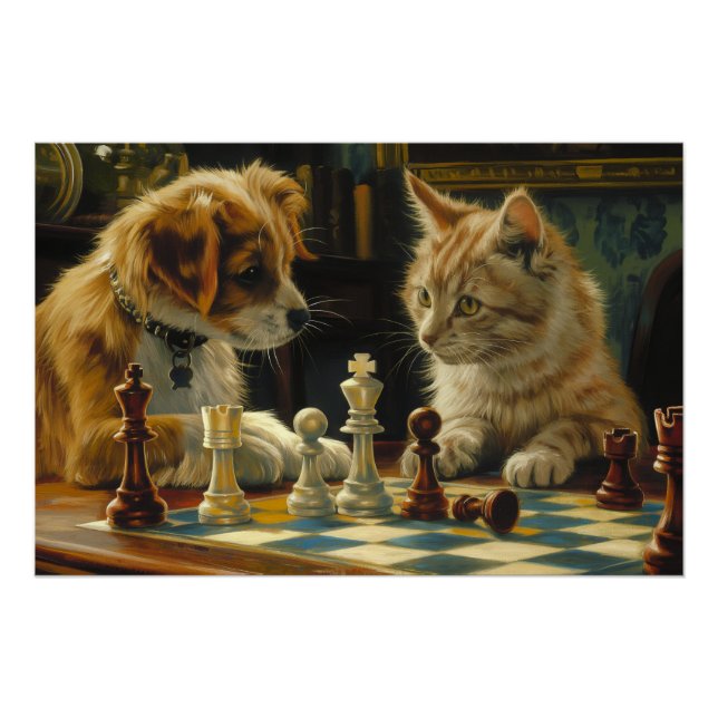 Der Stillstand der Wissenschaftler | Katze und Hun Poster (Vorderseite)