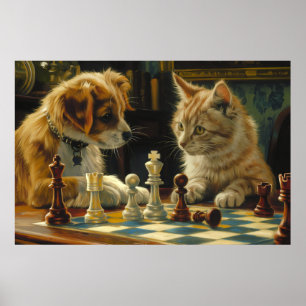 Der Stillstand der Wissenschaftler   Katze und Hun Poster