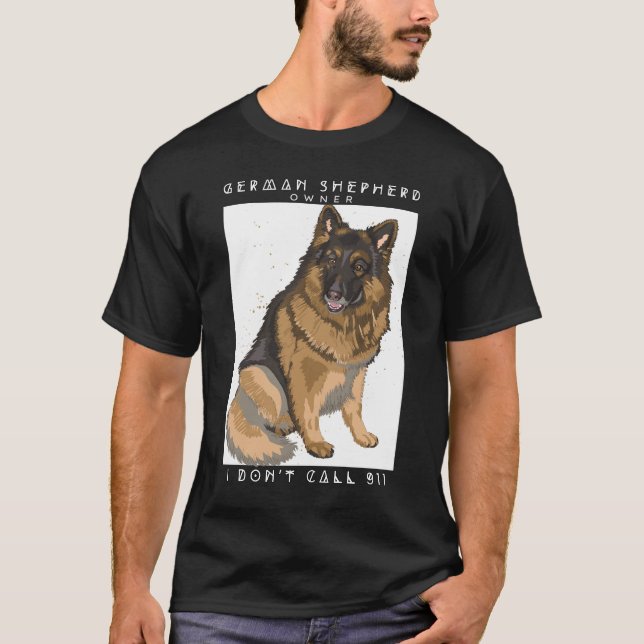 Der stolze Besitzer eines deutschen Schäferhirten, T-Shirt (Vorderseite)