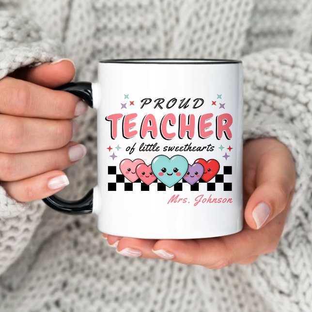 Der stolze Lehrer von Sweethearts Valentinstag ros Tasse (Proud Teacher of Sweethearts Valentine's Day Pink Mug
)