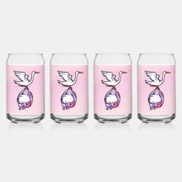 Der Storch trägt ein Baby-Mädchen Dosenglas