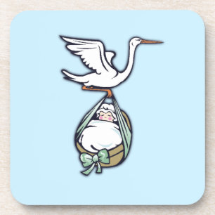 Der Storch trägt eine Baby Boy Beverage Coaster Getränkeuntersetzer