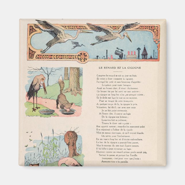 Der Storch und der Fuchs aus den Fabeln Magnet (Vorne)