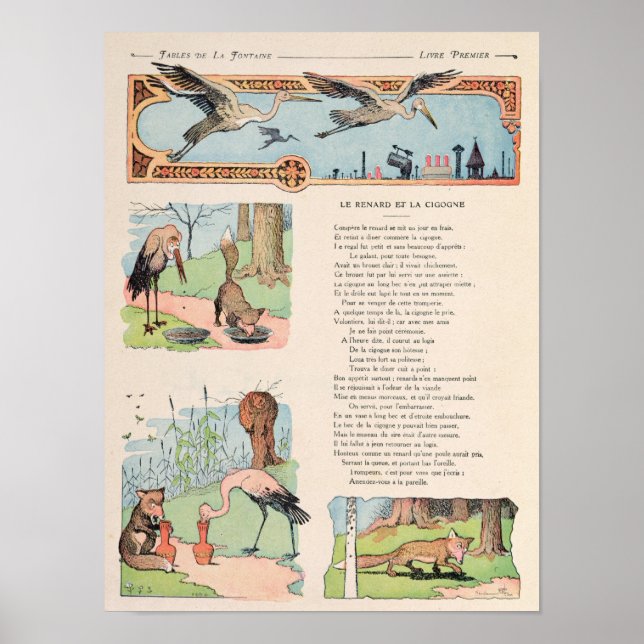 Der Storch und der Fuchs aus den Fabeln Poster (Vorne)