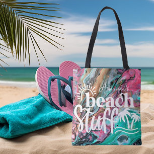 Der Strand aus rosa und grünem Marmor personalisie Tasche