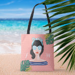 Der Strand | Beach Beauty Retro Tropical Blätter Tasche<br><div class="desc">Mit unserem ausdrucksvollen, stilvollen Totbeutel-Design, das sich perfekt für den Alltag eignet oder Sie zum Strand mitnimmt, lassen Sie sich von Ihrem eigenen einzigartigen Stil abheben. Das Design verfügt über unsere eigene handgedruckte Retro-Stil Strand Schönheit, tropische Palmen Blätter tote Tasche. Pinke und Polka dot pattern fügen diesem kalifornischen Totenbeutel einen...</div>