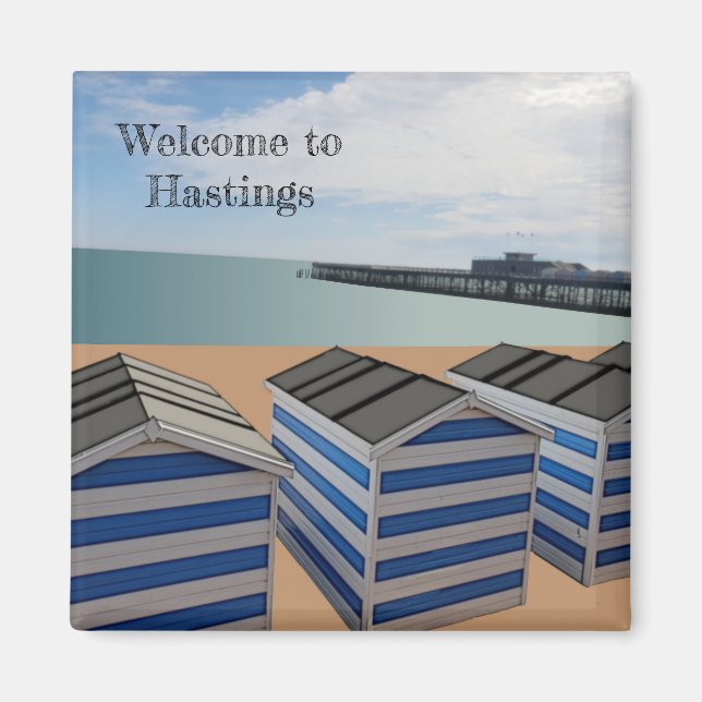 Der Strand des Hastings Kühlschrankmagnets Magnet (Vorne)