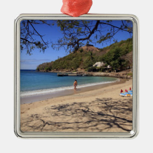 Der Strand des Pigeon Island National Park Silbernes Ornament