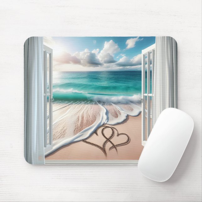 Der Strand hört in Sand Mousepad (Mit Mouse)