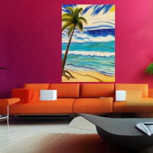 Der Strand im Sommer   AI Art Poster