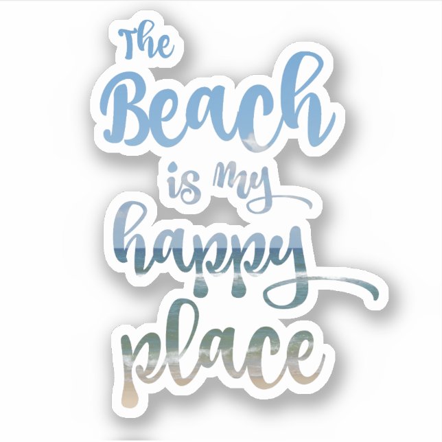 Der Strand ist mein glücklicher Ort Aufkleber (Vorderseite)
