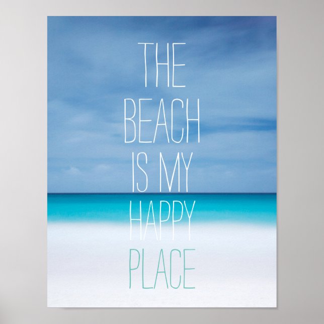 Der Strand ist mein glücklicher Ort, tropisches Fo Poster (Vorne)