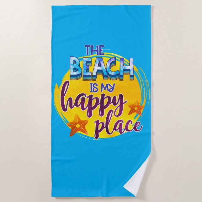 Der Strand ist mein glücklicher Ort Zitat Ozeanspa Strandtuch (Vorderseite)