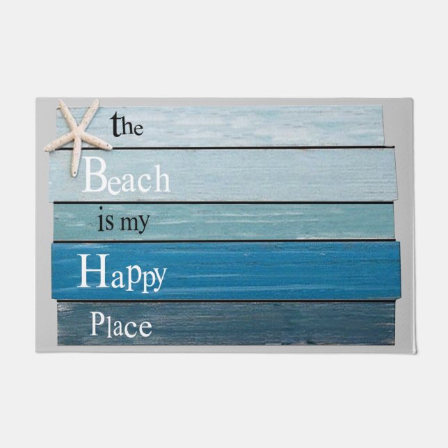 Der Strand ist mein glücklicher Platz matt, Ozean  Fußmatte (Vorderseite)