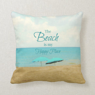 DER STRAND IST MEIN GLÜCKLICHES PLATZ-FOTO-KISSEN KISSEN