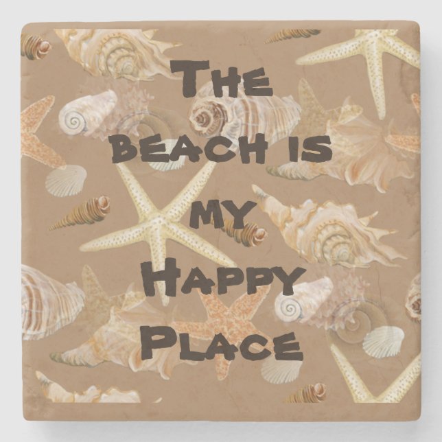 Der Strand ist mein Glücksspielplatz Zitat Seashel Steinuntersetzer (Vorderseite)