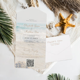 Der Strand mit Hochzeitsbäumen All In One Einladung