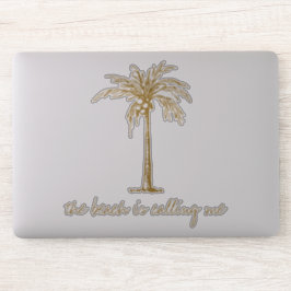 Der Strand nennt mich Golden Coconut Palm Tree Aufkleber
