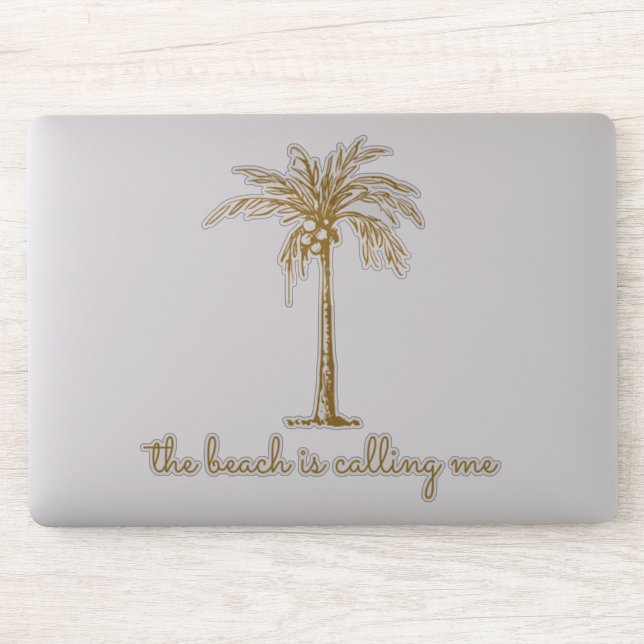 Der Strand nennt sich "Me Gold Coconut Palm Tree" Aufkleber (Computer)