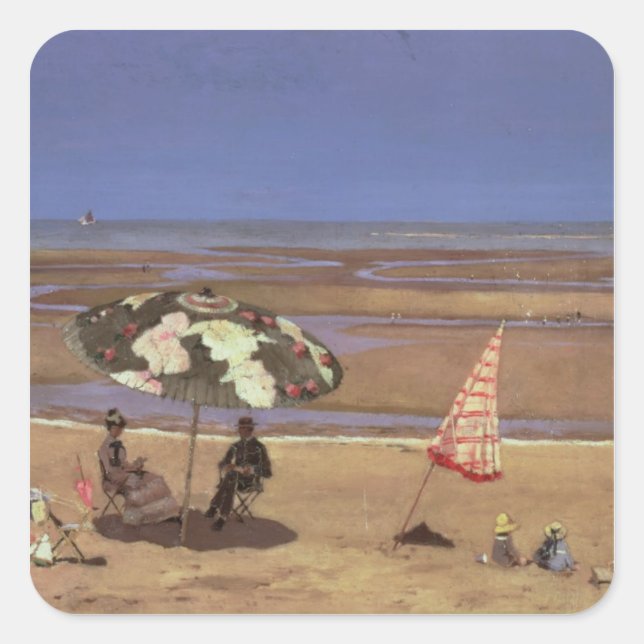 Der Strand Quadratischer Aufkleber (Vorderseite)