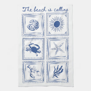 Der Strand ruft Coastal Scrapbook – Nautical Geschirrtuch