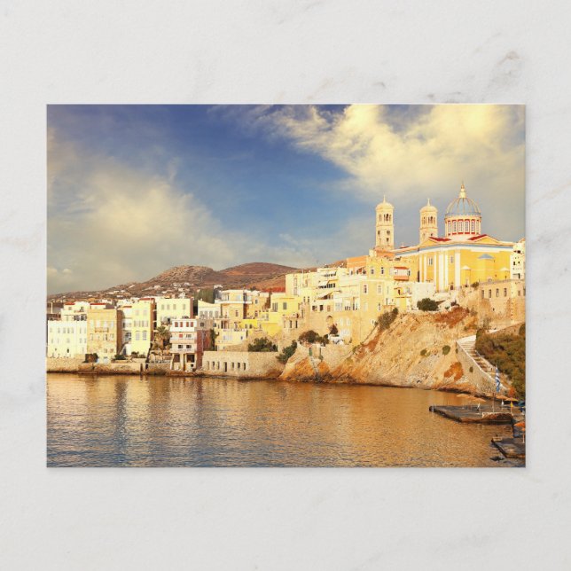 Der Strand von Agios Nikolaos auf der Insel Syros Postkarte (Vorderseite)