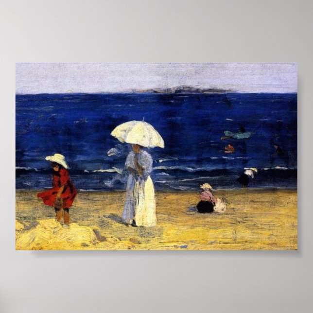 Der Strand von Dinard, Clarence Gagnon Poster (Vorne)